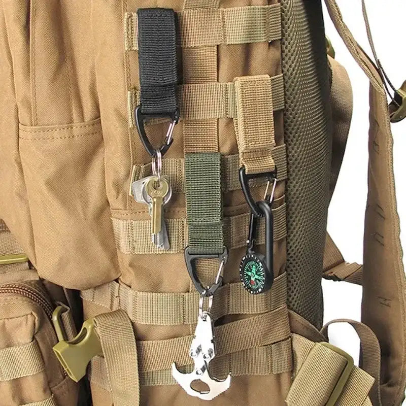 Nyckelband - Taktiskt Fäste i Nylon med Karbinhake, För Bälte / Molle - Sand - Action King