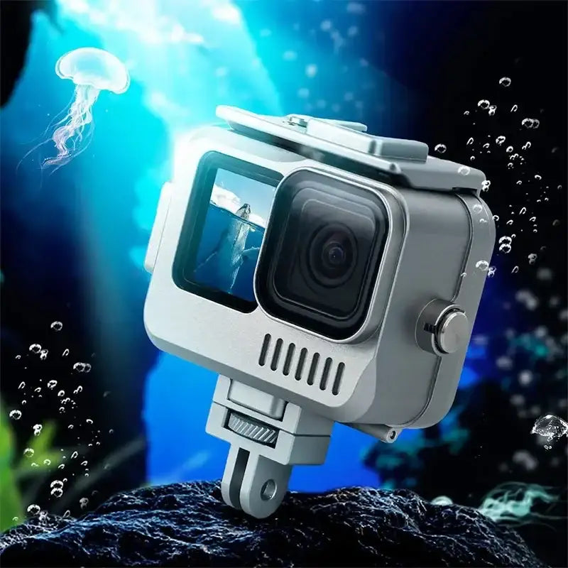 Vattentätt skal Aluminium med tillbehörshållare cold shoe till GoPro Hero12/11/10/9 Black - Action King