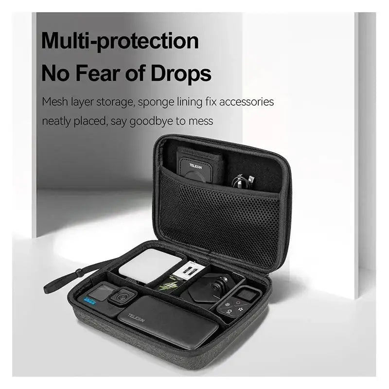 Telesin Väska / Förvaring Mellan Universal för Kamera / Mobil / Tillbehör - DIY - Grå - Action King