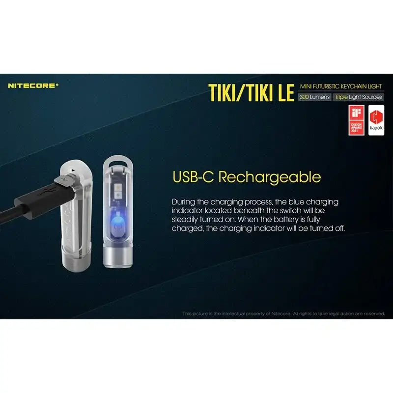 Nitecore TIKI Nyckelringslampa USB-C - 300lm - Action King