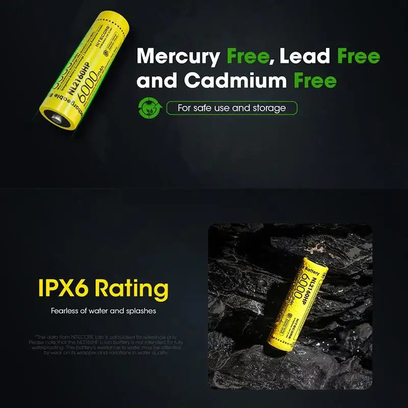 Nitecore NL2160HP Li-ion 21700 Batteri - 6000mAh, 3,6V, Max 20A - Action King