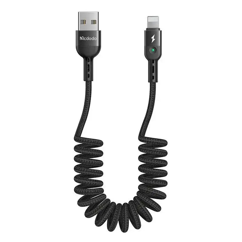 Mcdodo Spring Cable USB-A - Lightning CA-6410, USB-A - Lightning Kabel, Spiral, 2A, 1.8m - Svart - Action King