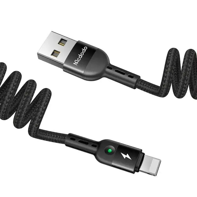 Mcdodo Spring Cable USB-A - Lightning CA-6410, USB-A - Lightning Kabel, Spiral, 2A, 1.8m - Svart - Action King