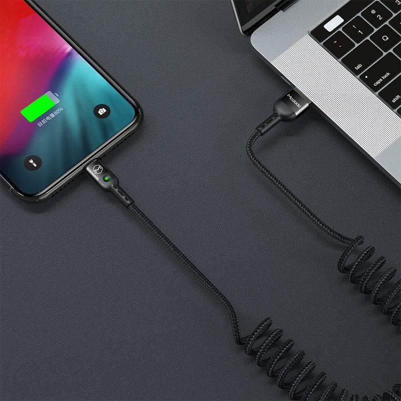Mcdodo Spring Cable USB-A - Lightning CA-6410, USB-A - Lightning Kabel, Spiral, 2A, 1.8m - Svart - Action King