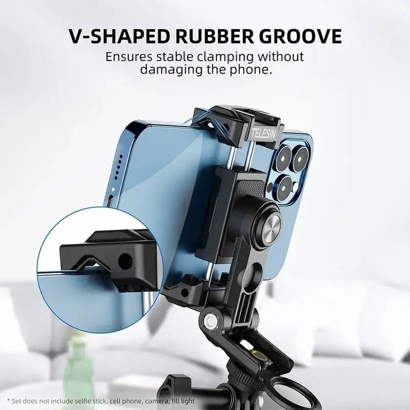 Telesin PM-001 Multifunctional Phone Holder - Fäste / Hållare Mobiltelefon Med Tillbehörshållare + 1/4" gänga till 1/4" Skruv - Action King