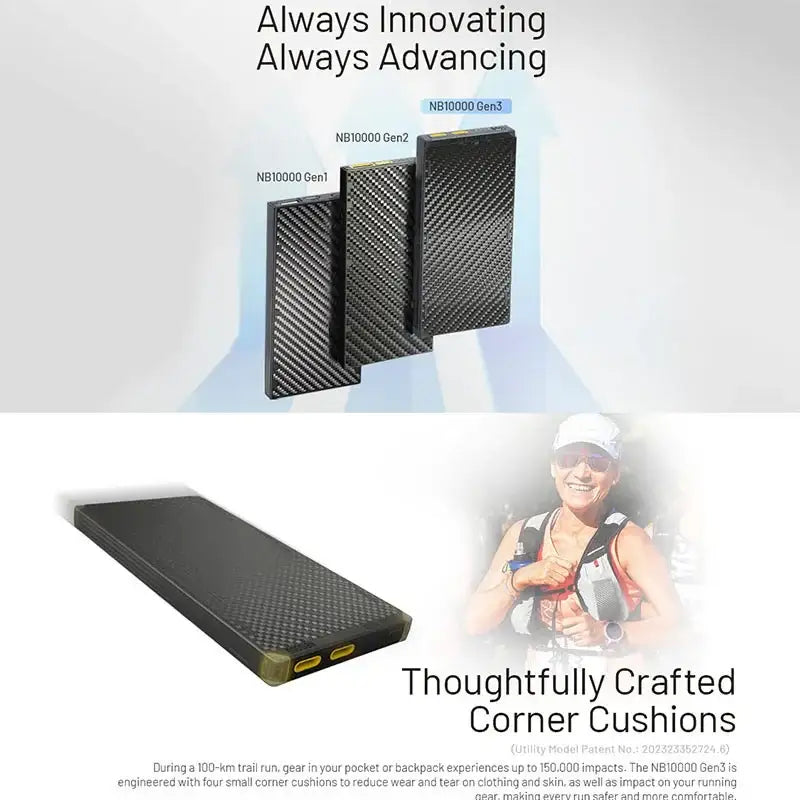 Nitecore NB10000 GEN3 Power bank - 10000mAh - Kolfiber - Action King