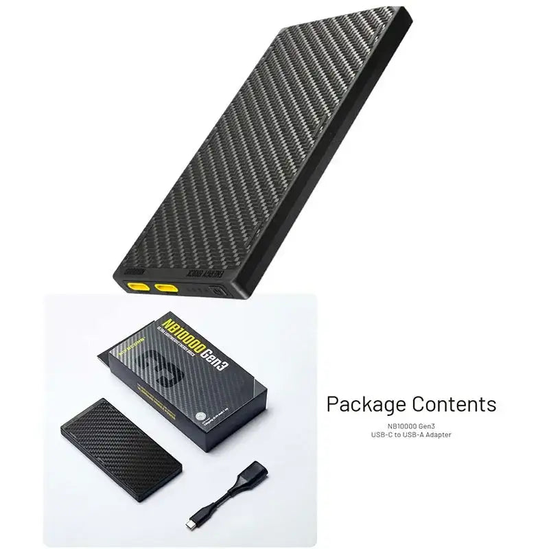 Nitecore NB10000 GEN3 Power bank - 10000mAh - Kolfiber - Action King