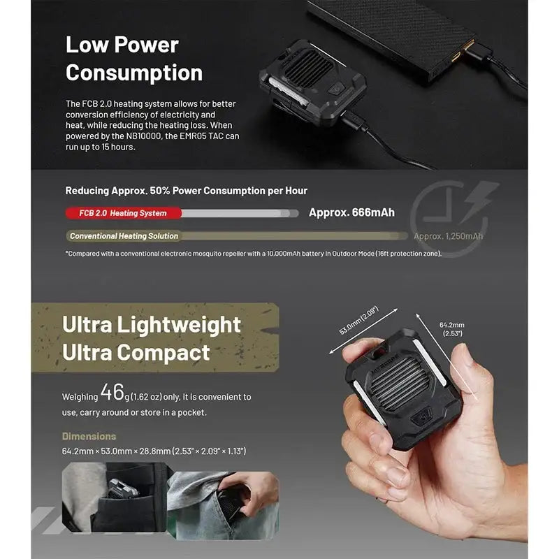 Nitecore EMR05 TAC Portabelt myggskydd V2 ultrakompakt - USB-C - Action King