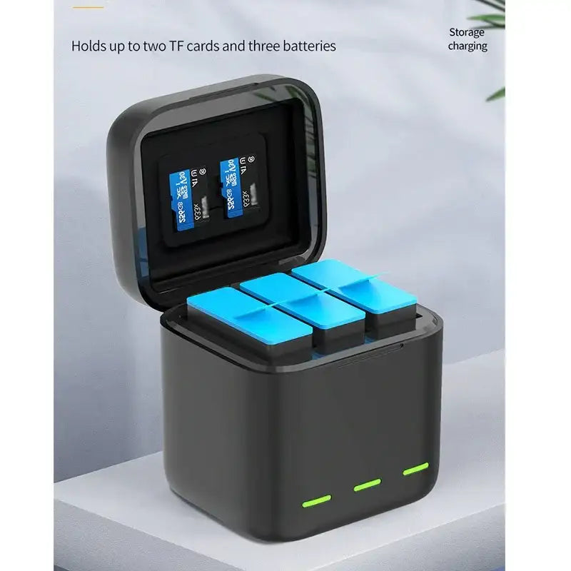 Telesin Batteriladdare med förvaring för batterier + microSD - Trippel - för GoPro Hero13 Black - Action King