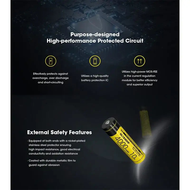 Nitecore NL1840HP Li-ion 18650 Batteri - 4000mAh, 3.6V, Max 10A – ActionKing - Action King