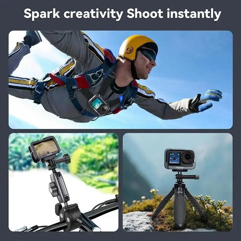 Telesin Skyddsram Multifunktion med cold shoe till DJI Action 5 Pro/4/3 - Aluminium - Action King