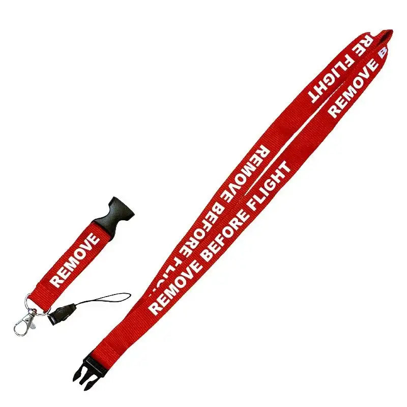 Nyckelband / Nackrem - REMOVE BEFORE FLIGHT - Röd - Action King