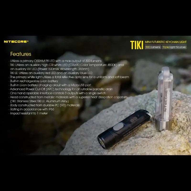 Nitecore TIKI Nyckelringslampa USB-C - 300lm - Action King