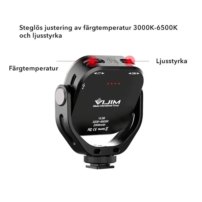 Ulanzi VIJIM VL66 Belysning LED för foto / video - 2000mAh internt batteri - 800lm - Action King