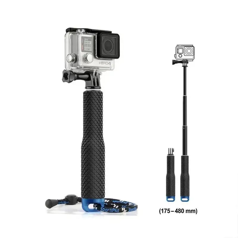 Actionkamera GoPro HERO4 med svart gummigrepp och förlängningsbara handtag 175-480 mm