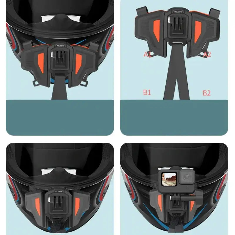 Telesin Fäste för hjälm vid haka - GoPro-fäste - Vikbar - Action King