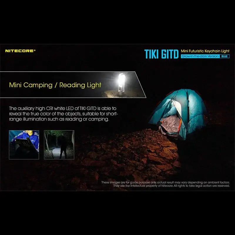 Nitecore TIKI GITD Blue Nyckelringslampa USB-C - 300lm - Action King