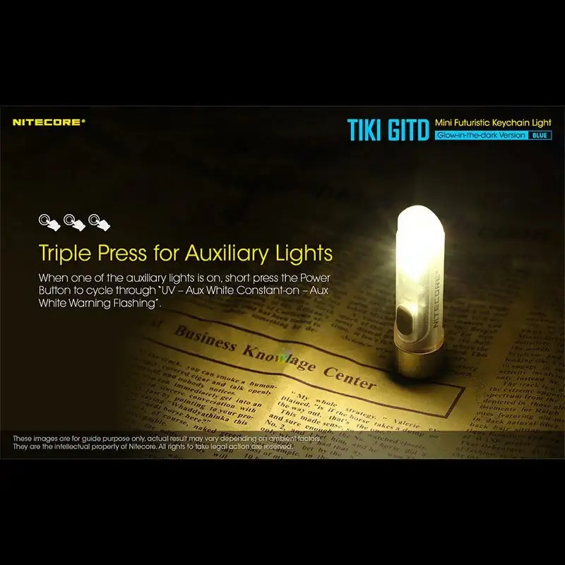 Nitecore TIKI GITD Blue Nyckelringslampa USB-C - 300lm - Action King