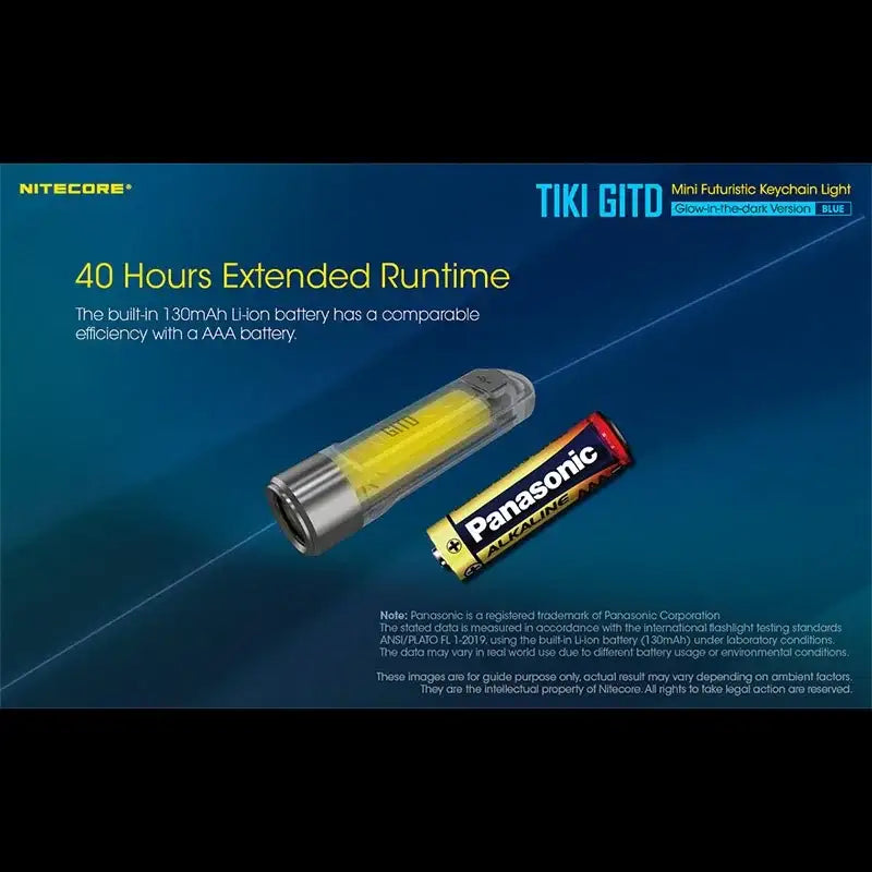 Nitecore TIKI GITD Blue Nyckelringslampa USB-C - 300lm - Action King