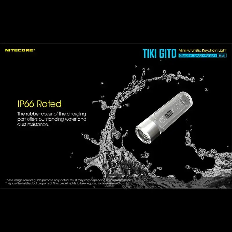 Nitecore TIKI GITD Blue Nyckelringslampa USB-C - 300lm - Action King