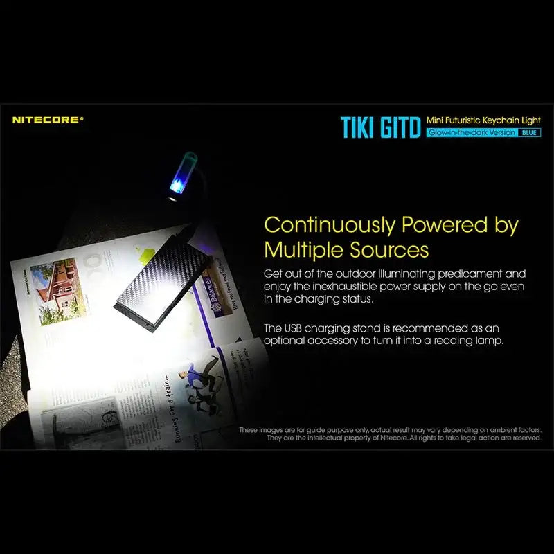 Nitecore TIKI GITD Blue Nyckelringslampa USB-C - 300lm - Action King