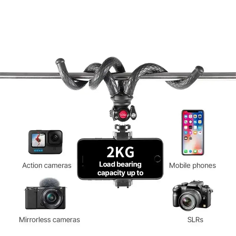 Ulanzi FT-01 Tripod flexibelt 360 grader kulledshuvud 1/4" skruv / Mobilhållare / Tillbehörssko - Bläckfisk - Action King