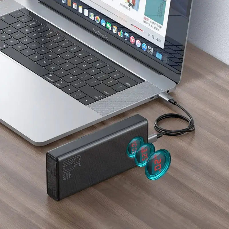 Baseus Amblight Power Bank - Portabelt batteri - 30000mAh, 5xUSB Typ A/C, QC 3.0 / PD 65W - Action King