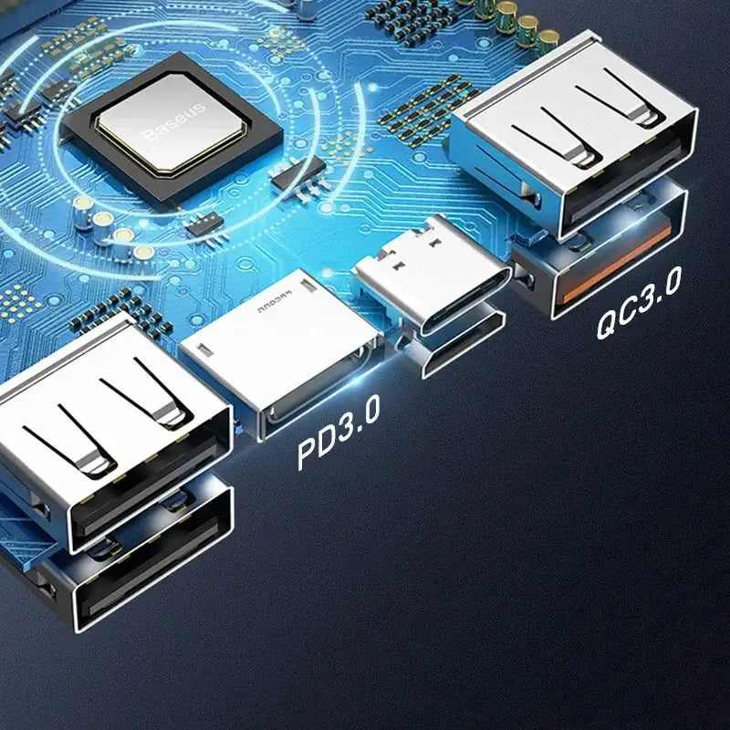 Baseus Amblight Power Bank - Portabelt batteri - 30000mAh, 5xUSB Typ A/C, QC 3.0 / PD 65W - Action King