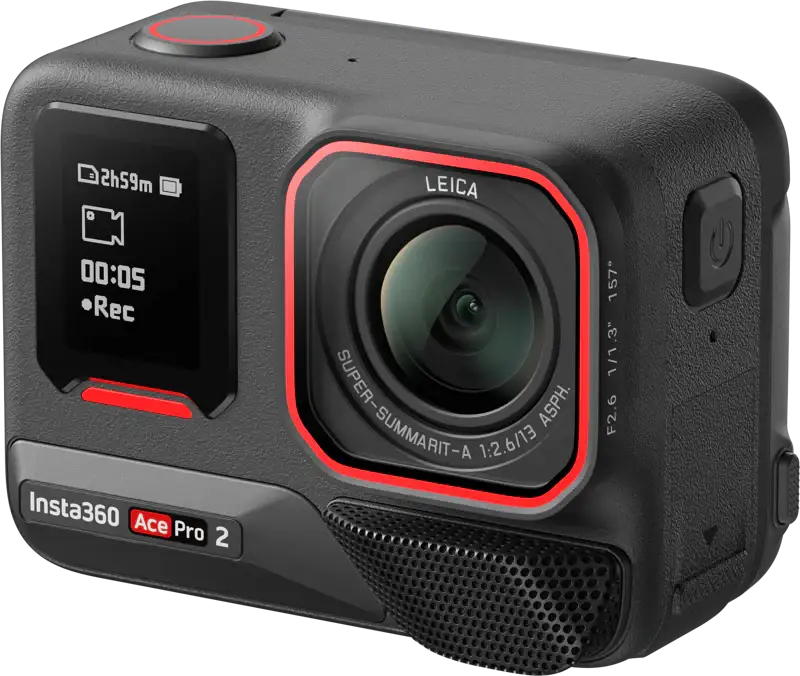 Insta360 Ace Pro 2 actionkamera i standardbundle framifrån, redo för äventyr.