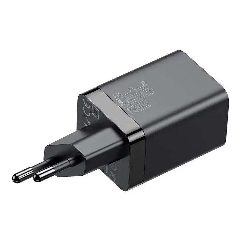 Baseus Super Si Pro Quick Charger - Väggladdare - Snabbladdare QC3.0 / PD 30W - 100-240V till USB - 2xUSB Typ A/C - Svart - Action King