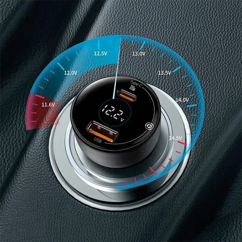 Baseus Supreme Digital Display Car - Snabbladdare Bil PPS 100W - 2xUSB Typ A/C, Med Display - Svart - Action King