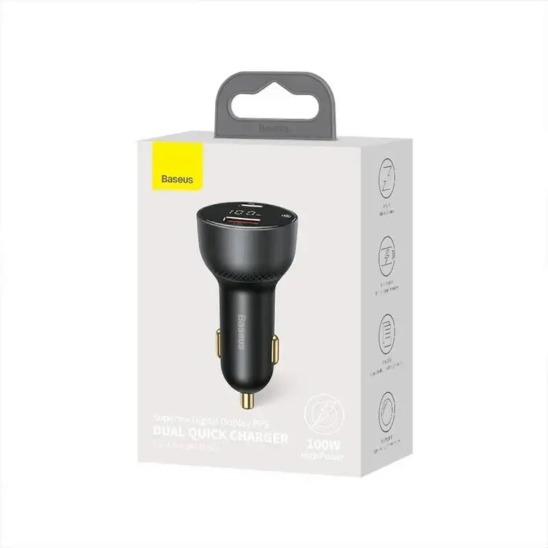 Baseus Supreme Digital Display Car - Snabbladdare Bil PPS 100W - 2xUSB Typ A/C, Med Display - Svart - Action King
