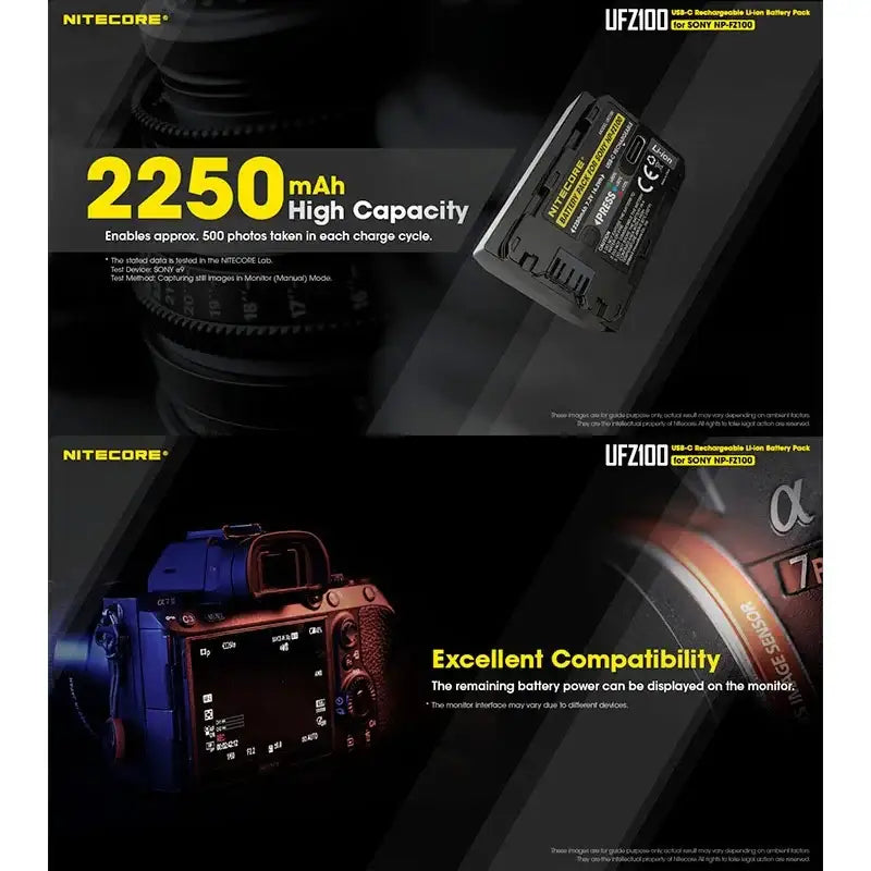 Nitecore UFZ100 – USB-C Laddbart Batteri till Sony NP-FZ100 - Action King