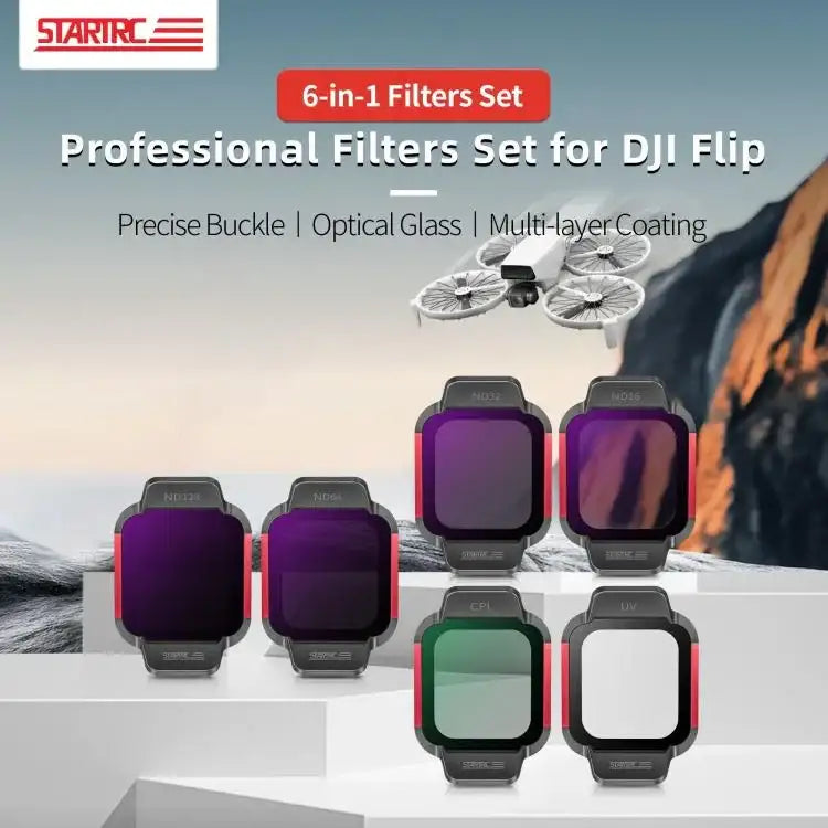 For DJI Flip STARTRC 6 in 1 ND16 ND32 ND64 ND128 CPL UV Lens Filter - Action King