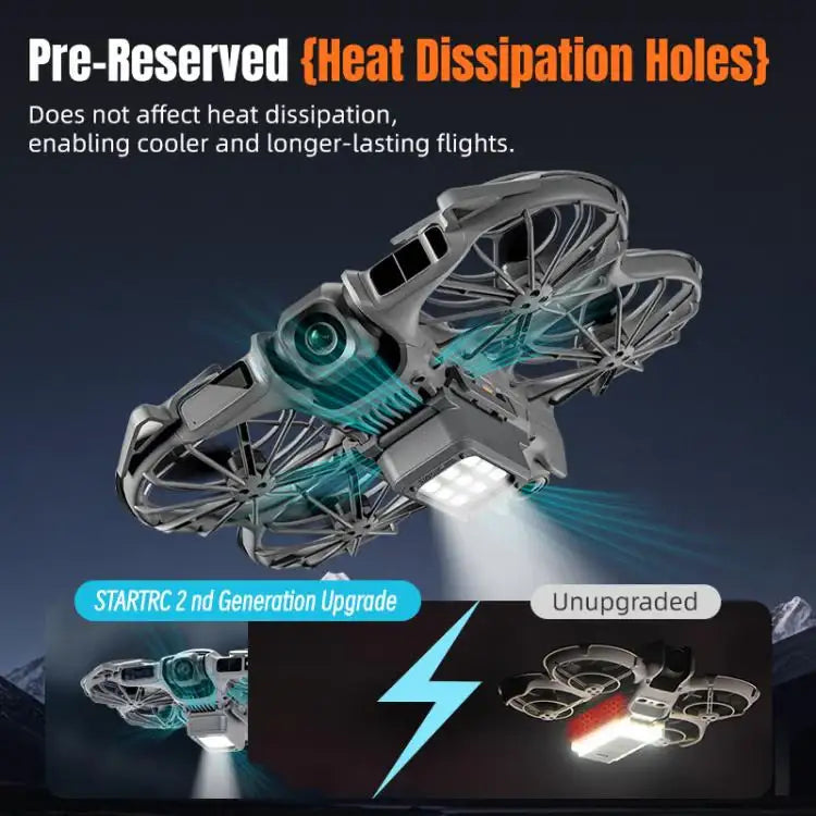 DJI Neo 2 STARTRC LED Light: Förhöjt landningsställ med belysning för mörker och extra markfrihet.