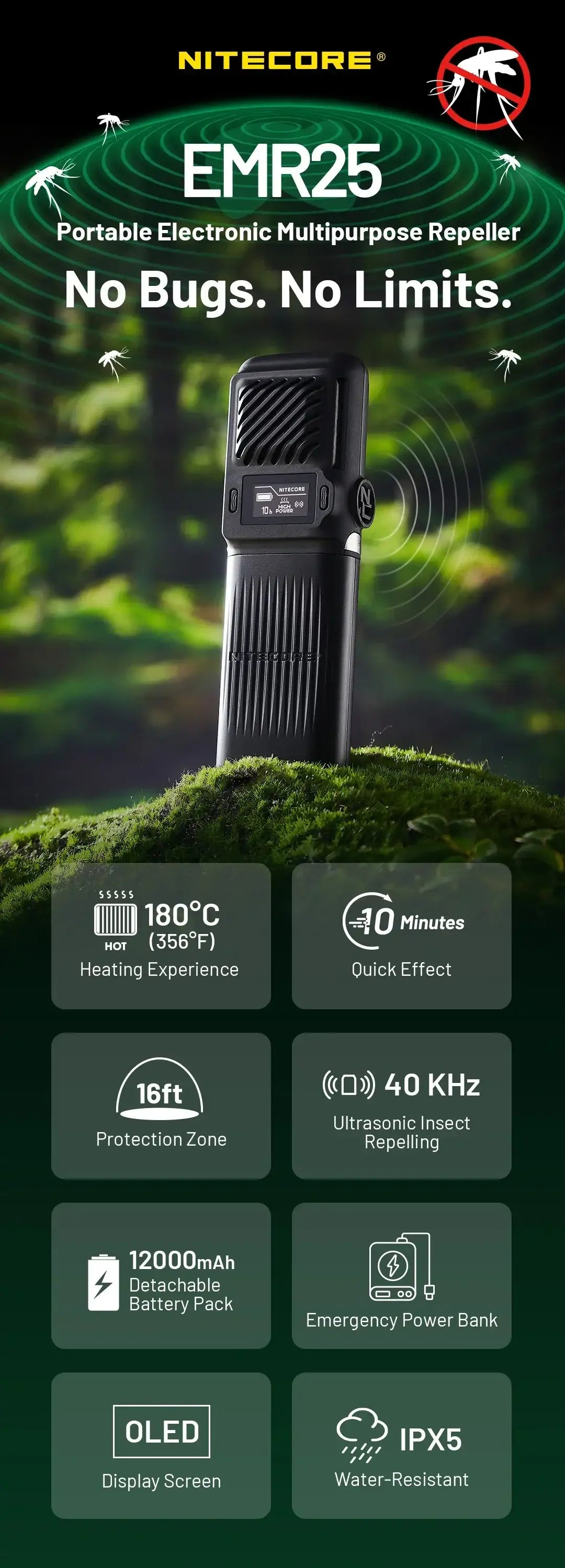 Nitecore EMR25 myggskydd med powerbank - Action King