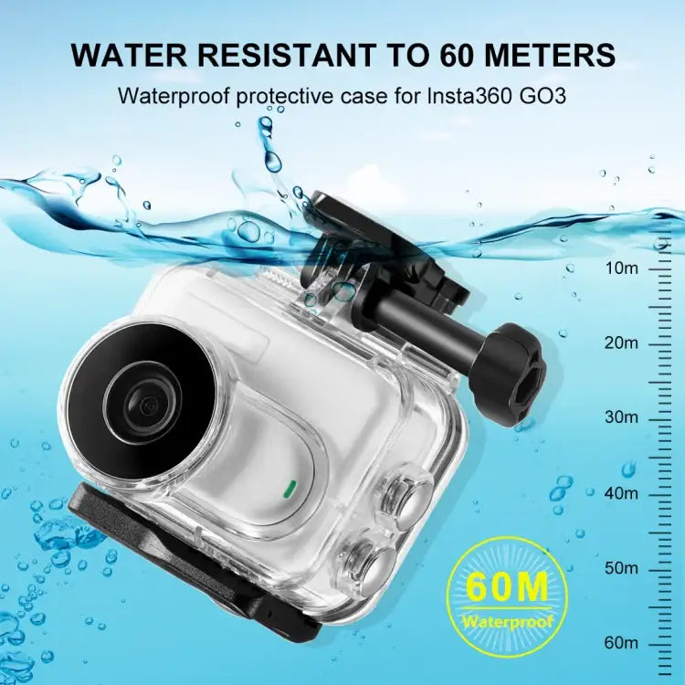 For Insta360 GO 3 PULUZ 60m Underwater Waterproof Housing Case with Base Adapter & Screw - Action King