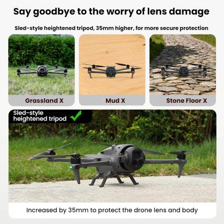 Landningsställ Mavic: Förhöj DJI Mavic 4 Pro drönare med tåligt landningsställ för säkrare start/landning.