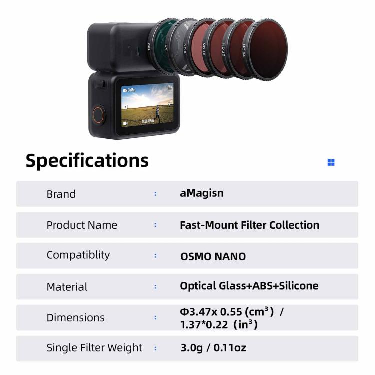 AMagisn Osmo Nano Snabbfilter för DJI Osmo Nano