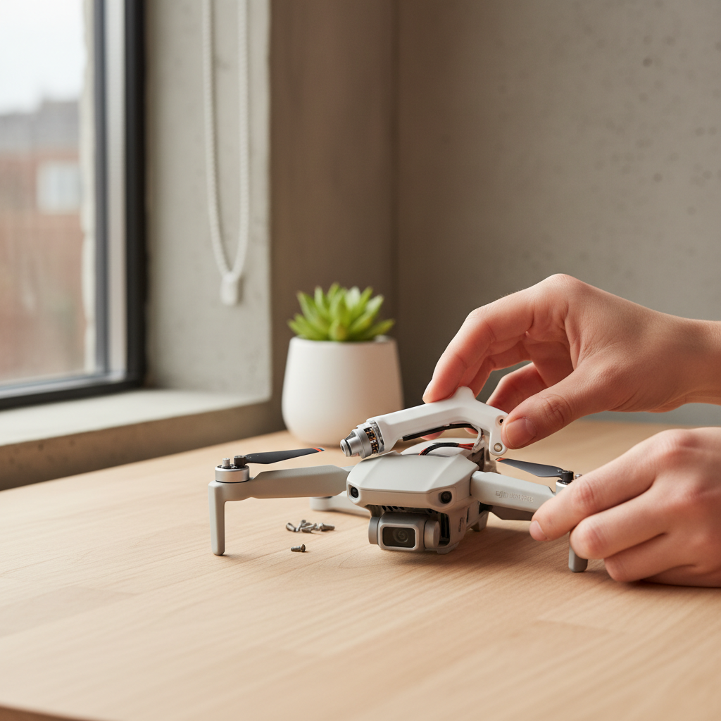 DJI Mini 4 Pro motorarm bak vänster. Viktig drönare reservdel för reparation & Mini 4 Pro tillbehör.