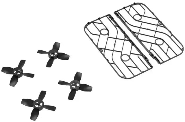 Svarta reservdelar för HoverAir X1 drönare inkluderande fyra propellrar och två nätgrindar