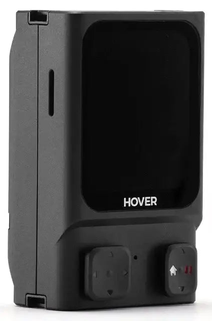 Svart elektronisk HOVER-enhet med display och två knappkontroller front